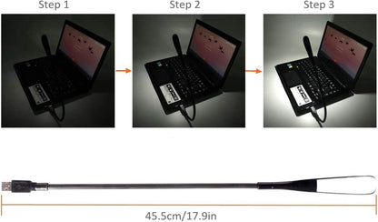 Dimmable USB Lamp, Flexible Keyboard Light, Mini USB Light for Laptop (14-LED-Bead, 3-Level Adjustable Brightness, On/Off Touch Switch, Black)