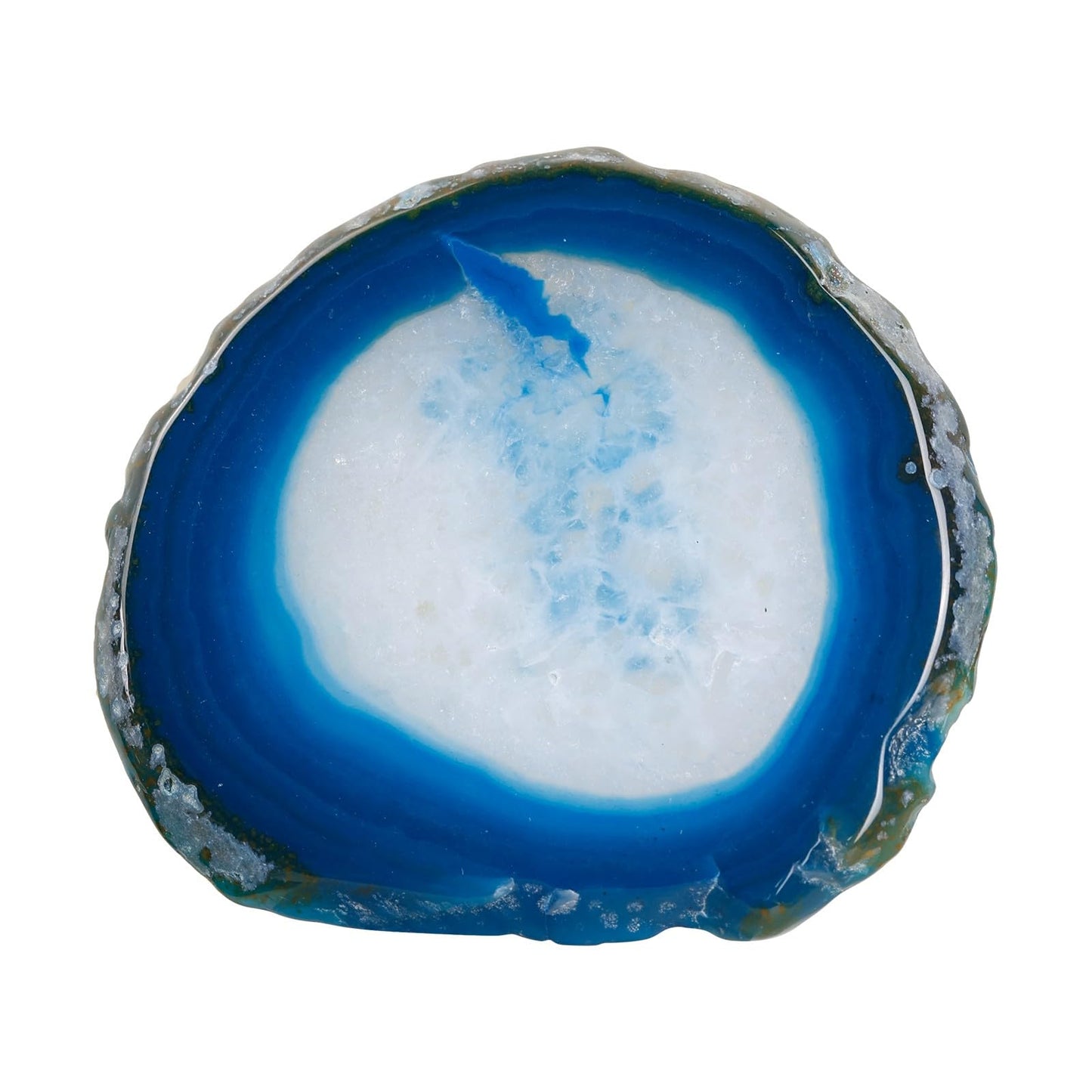 dssmboom Set of 2 Polished Agate Slice Coasters Geode Slab Place Cards for Wedding, Irregular Agate Stone Slab Decoration for Home Office, Blue