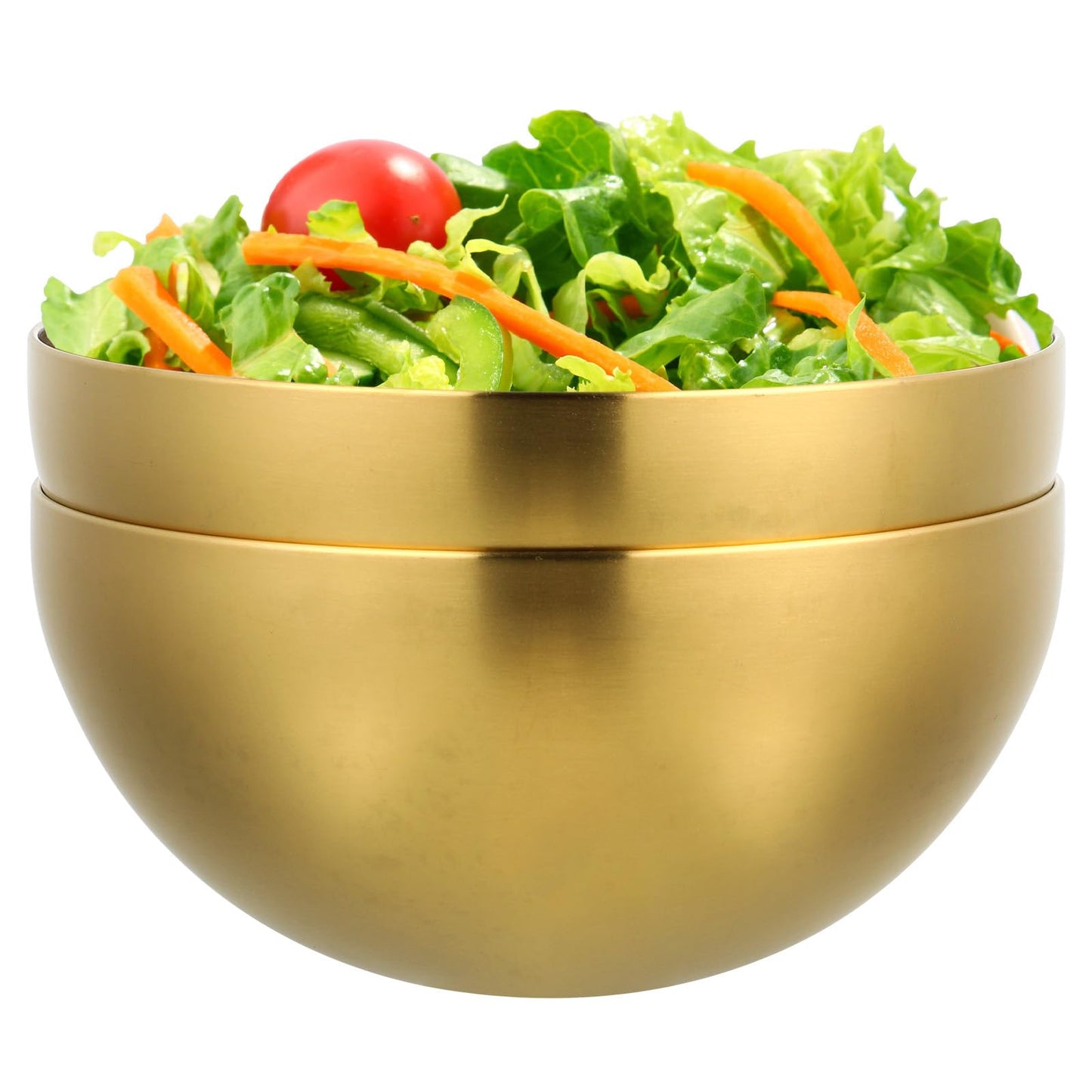 Luxshiny Stainless Steel Salad Bowl Set 2-Pack 5.90 Inch Multi-Functional Fruit Vegetable Storage Bowls with Smooth Rim for Home Kitchen Dining