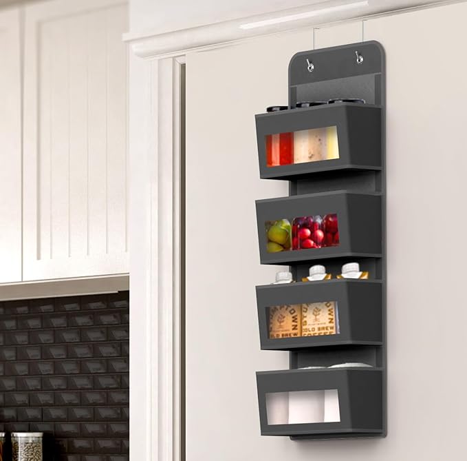 Simple Houseware 4 Clear Window Pocket Over Closet Door Storage Hanging