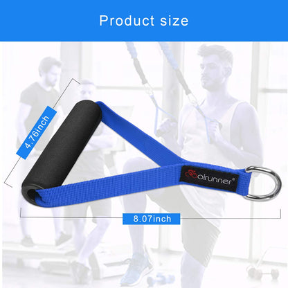 Coolrunner 2 Pair Resistance Band Handles Grips Fitness Strap Wide Design Heavy Duty Cable Handles with Solid ABS Cores, Heavy Gauge Welded D-Rings (4-piece Set) (Blue)