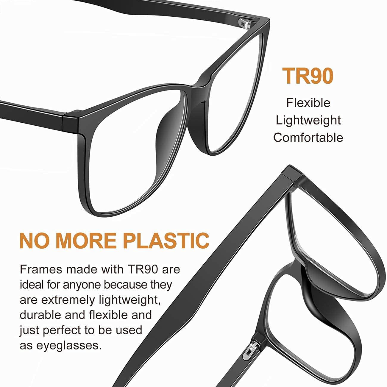 Tanlys 2 Pack Blue Light Blocking Glasses for Computer Eye Strain [Dry Eye & Sour Eye], Anti UV Reduce Headache Lightweight Classic Bluelight Blocker Glasses Men Women (Black Clear)