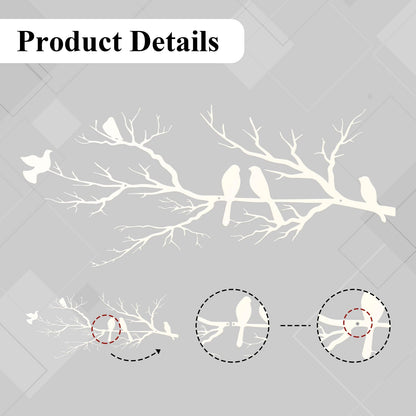 ESTART Metal Birds Wall Art, Metal Vivid Birds on Branch Silhouette Wall Decor White Leaves with Bird Outdoor Hanging Wall Sculpture for Home Living room Bedroom Balcony Garden (White, Large)