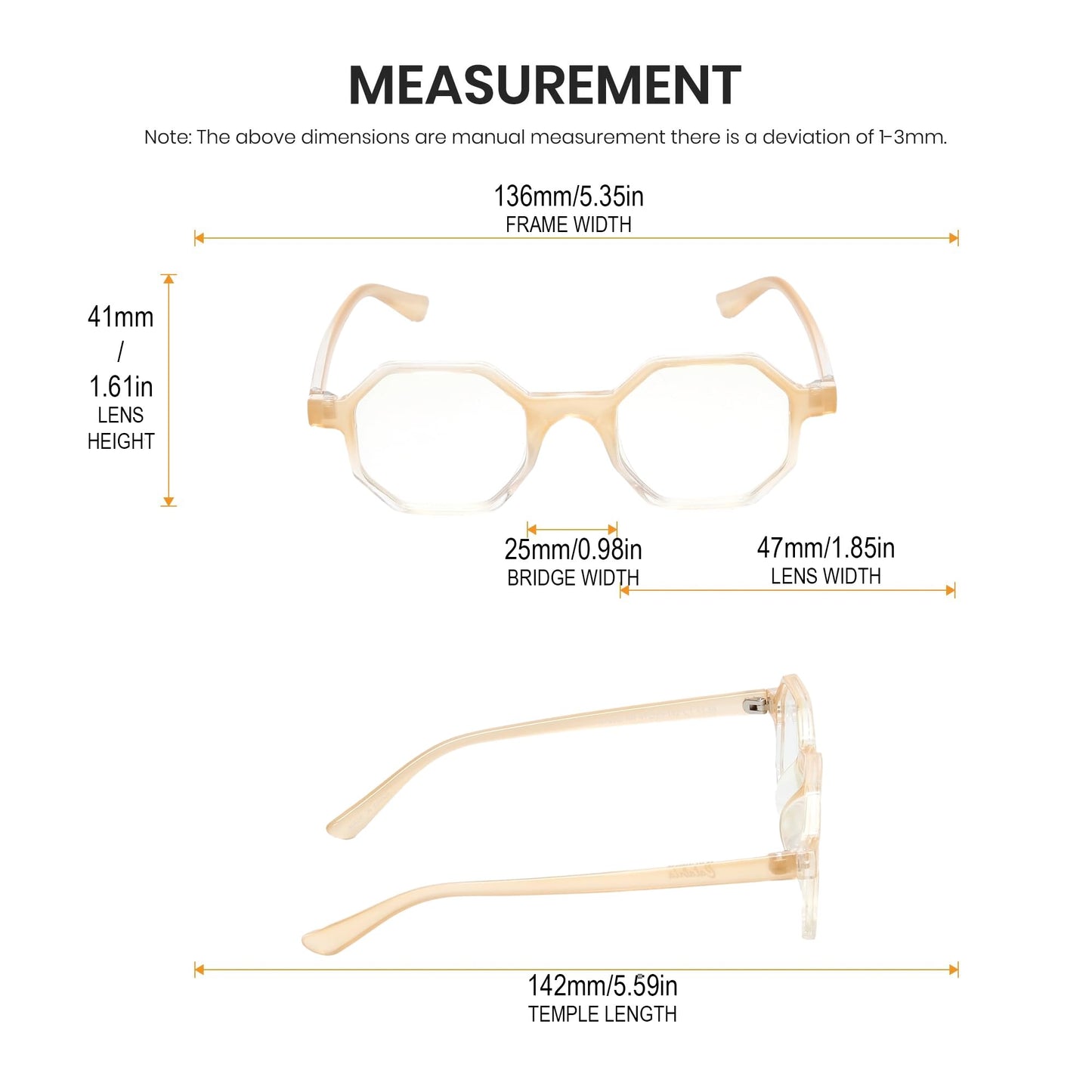Medspex R786C Blue Light Blocking Reading Glasses +3.0 Tan Crystal Men Women Trendy Computer Readers Gaming Work TV Phones
