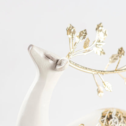 AGKZNTQP 2Pcs Resin Reindeer Figurine Set – Elegant Christmas Reindeer Ornaments, Decorative Reindeer Sculptures for Home, Living Room, Desktop, Office, and Holiday Tabletop Decor