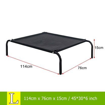 Metal Frame Dog Cot Elevated Pet Bed, Raised Pet Bed with Breathable Mesh & No-Slip Rubber Feet, Lightweight & Portable Raised Outdoor Dog Bed for Indoor Camping Beach Travel Use, 106x62x15CM