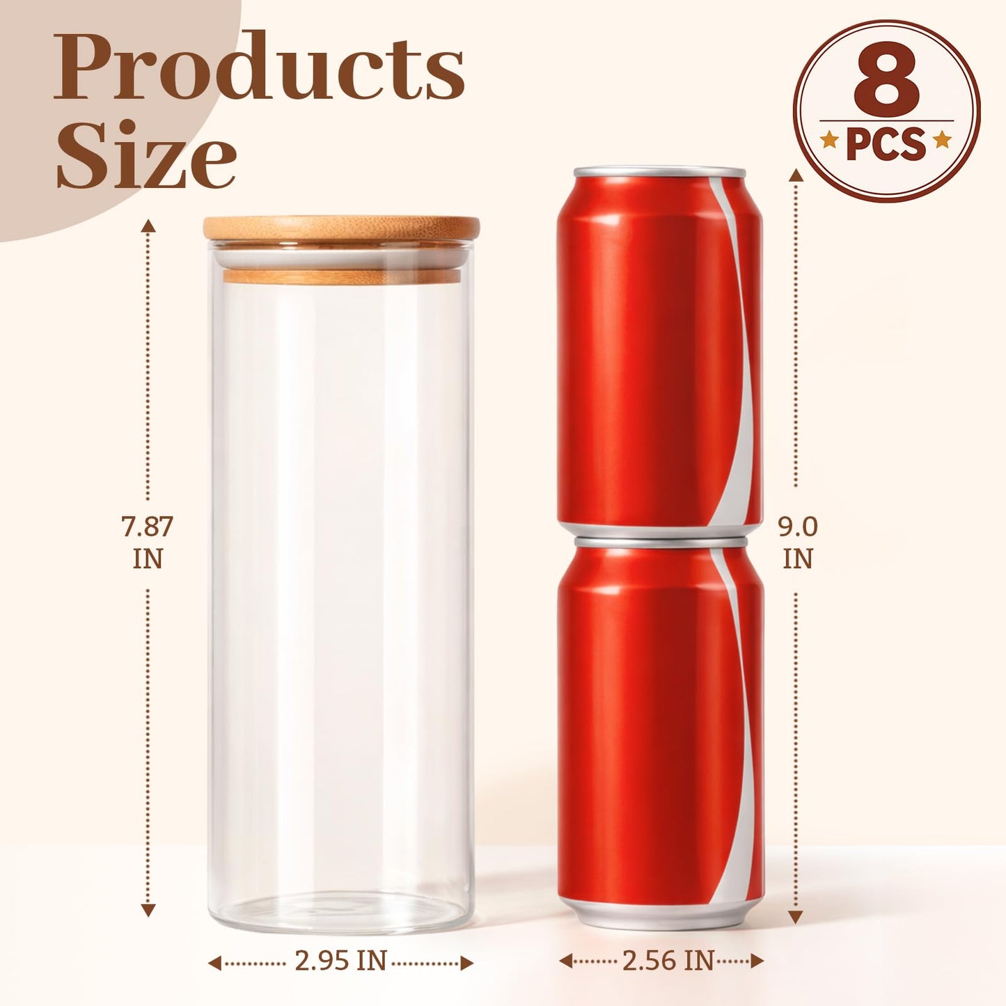 77L Stackable Glass Food Storage Containers with Lids [Set of 8 ], Airtight Glass Canister for Kitchen & Pantry Organization, Clear Borosilicate Jars for Pasta, Cereal, Flour, Sugar, Nuts