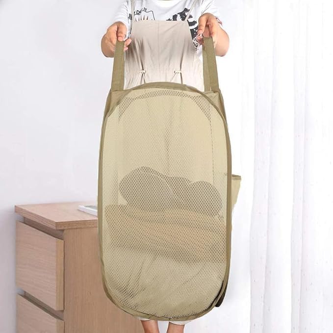 Mesh Popup Laundry Hamper, Foldable Laundry Basket Clothes Hamper