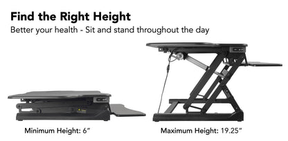 Mount-It! 48.5" Electric Standing Desk Converter for Dual Monitors, Motorized Sit Stand Electric Desk Riser with USB Port & Device Slot, Keyboard Tray, Adjustable Height Ergonomic Workstation, Black