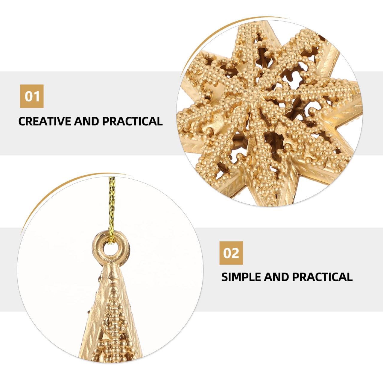 Gold Star Pendant Christmas Ornaments Set Mini Hanging Decorations for Christmas Tree Holiday Party Home 3.38 Inch Lightweight Plastic Star Decor