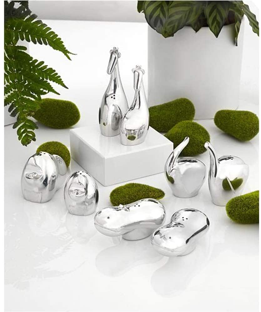 nambe Savanna Collection Elephant Salt & Pepper Shakers | Set of 2 for Home Décor | Measures at 3" x 3" x 3.5" | Made with Nambe Alloy | Designed by Neil Cohen