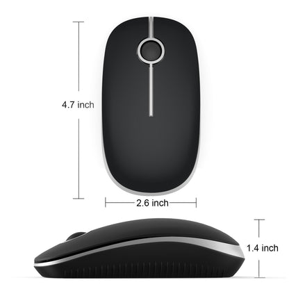 VssoPlor Wireless Mouse, 2.4G Slim Portable Computer Laptop Mouse with Nano Receiver Quiet Silent Optical Mice for Notebook, PC, Laptop, Computer-Black and Gold