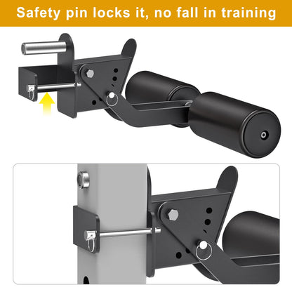 Kipika Nordic Hamstring Curl Squat Rack Attachment for Power Rack with 5/8" or 1" Hole - Adjustable Leg Hold Down Attachment with Premium Leather Surface (for 3" x 3" Power Cage with 5/8" or 1" Hole)
