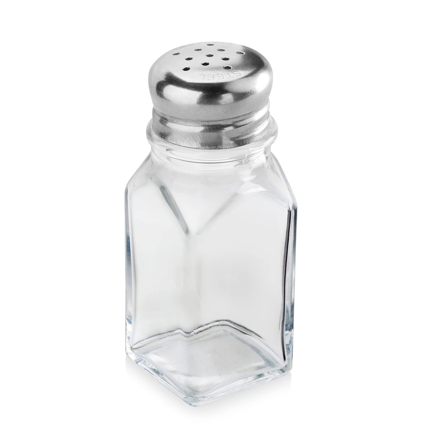 New Star Foodservice 22100 Glass Salt and Pepper Shaker with Stainless Steel Mushroom Top, Square, 2-Ounce, Set of 12