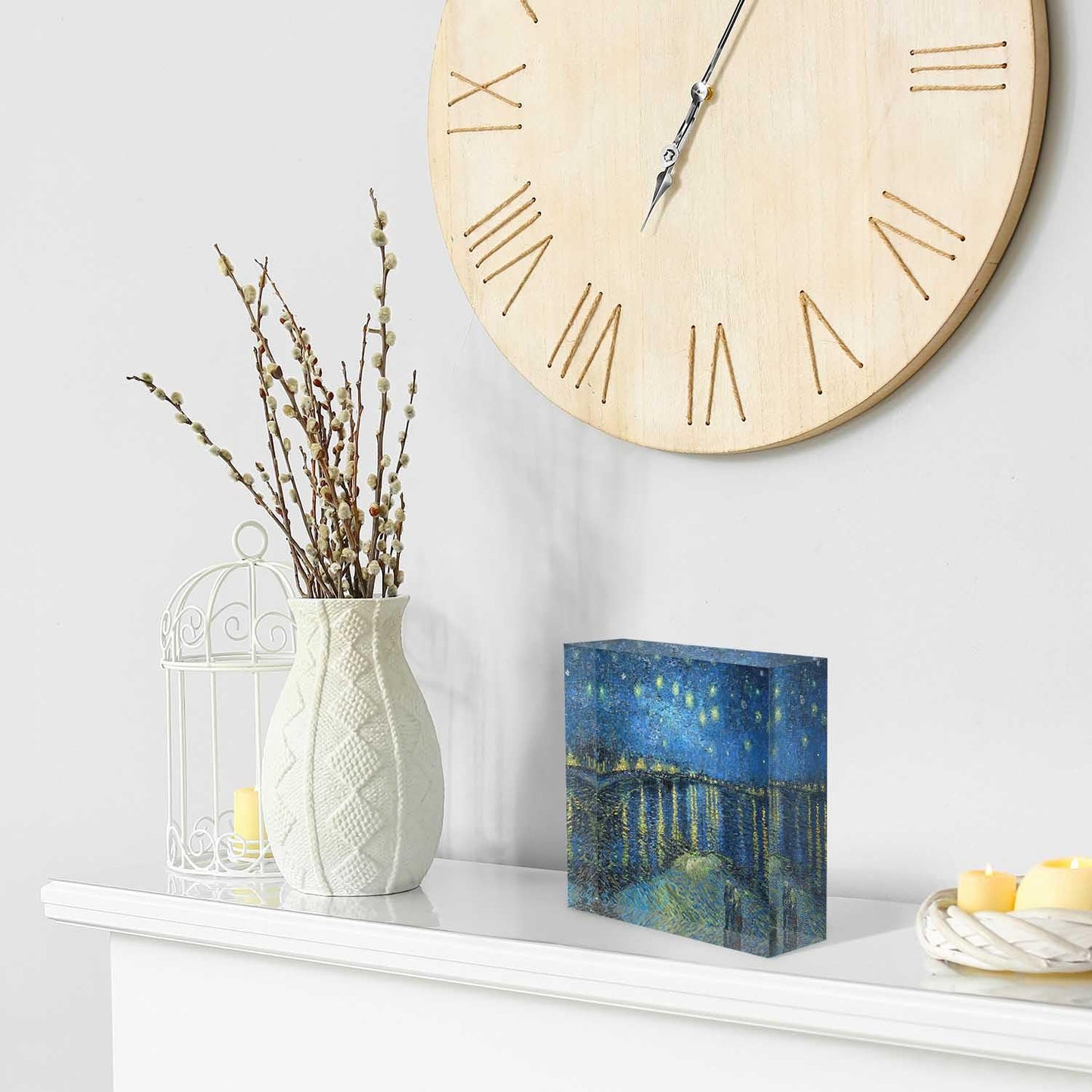 NOHSHE Clear Acrylic Decor Night View of The Rhone River Valentine's Day Present - Housewarming Presents - Presents for Mom,Sisters and Friends Positive Wall Plaque 4'' x 4''