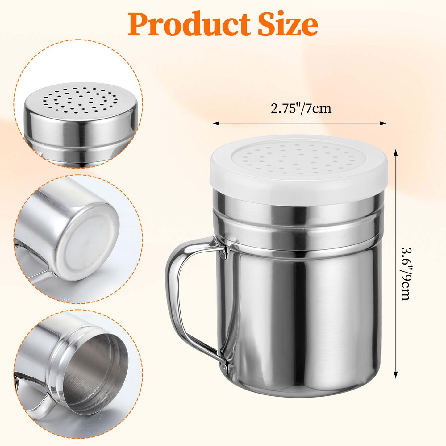 10 Pcs Popcorn Salt Shaker, Stainless Steel Salt and Pepper Shakers with Lid and Handle, 10 Oz Dredge Spice Seasoning Condiment Shakers for Kitchen Cooking Baking