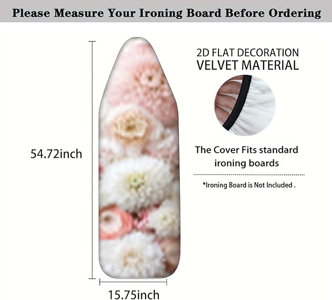 Nuxovilar Pink and White Blooming Flowers Ironing Board Cover, This Cover Fits