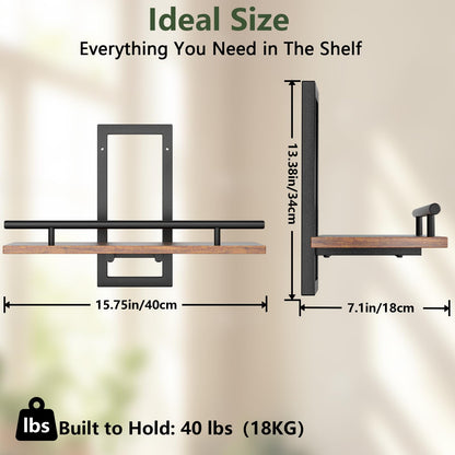 Sbosbo Floating Shelves for Wall to Hold Plants and Small Decor, 15.8 Inch Wall Mounted Shelves Set of 2, Easy to Mount Book Shelf for Bedroom, Living Room, Bathroom, Kitchen, Rustic Brown