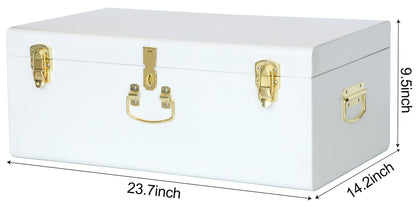 Vixdonos Large Metal Trunk Decorative Storage Box College Dorm Chest with Handle