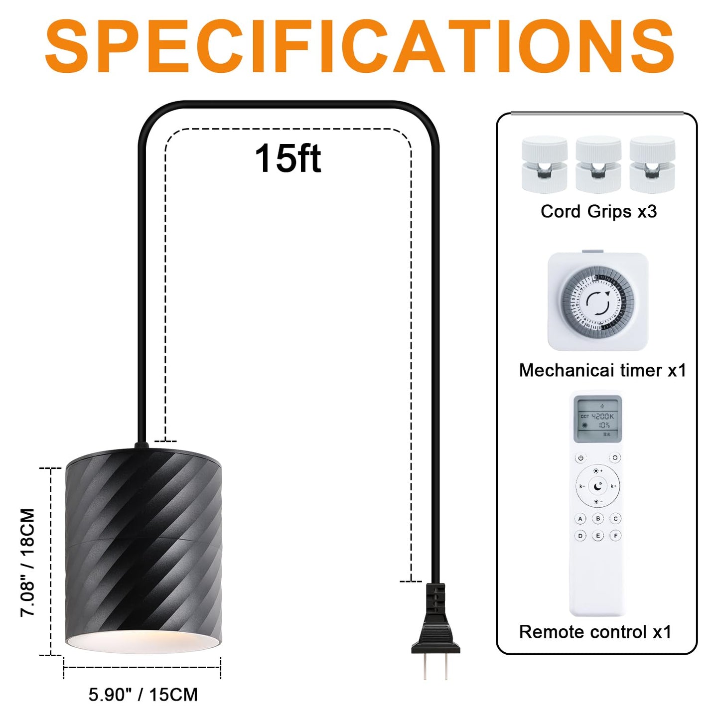 Cofiveevo Hanging Indoor Plant Growth lamp, 25W Full Spectrum, Adjustable Angle Plant lamp, Suitable for Indoor Foliage Plant Auxiliary Lighting, Meat Quality, Flowers, 2700k-6500K (Black)