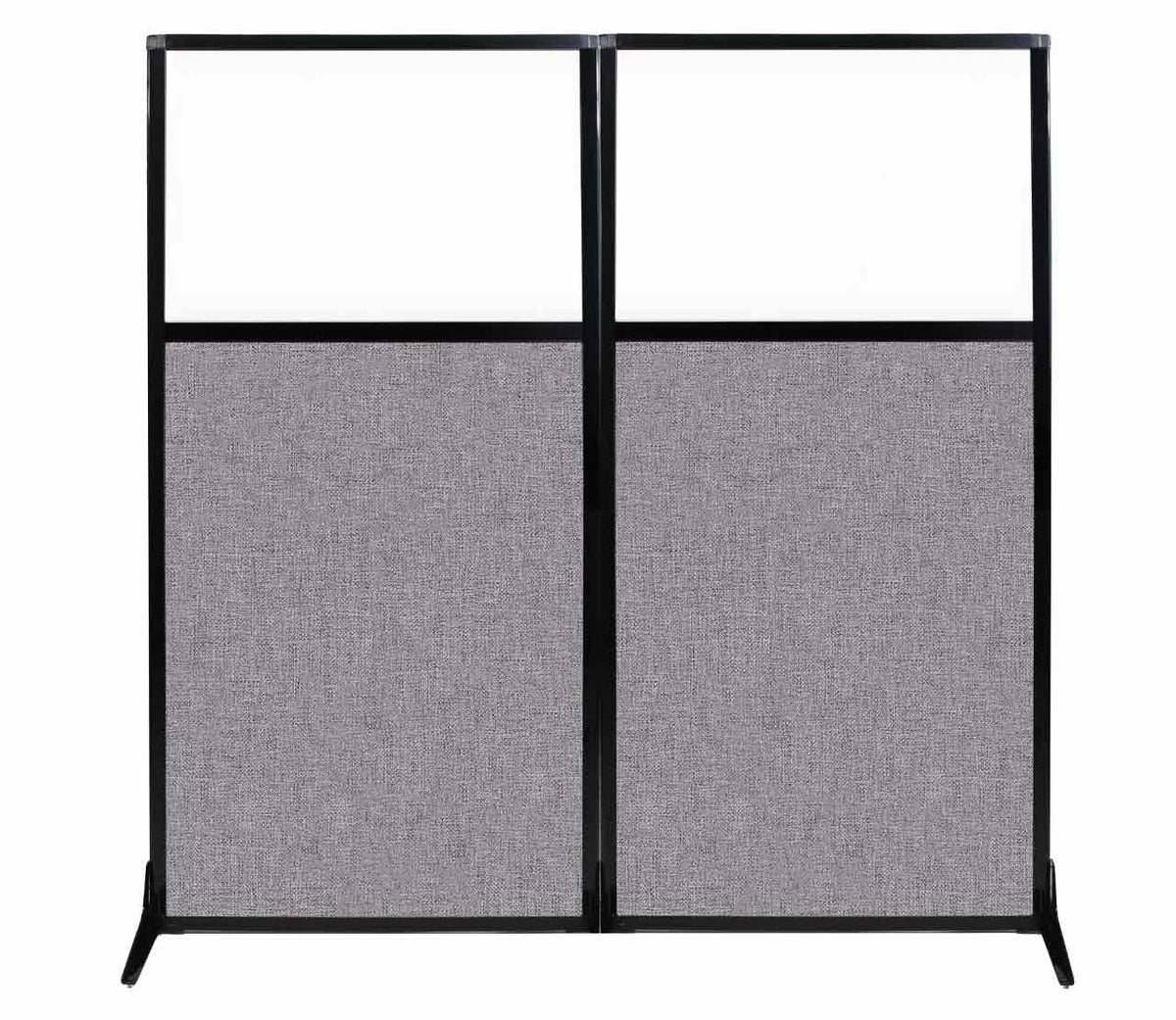 Versare Workstation Partition | Portable Wall Divider | Modern Office Cubicle | Free Standing Privacy Screen | Flexible Work Space | 66" x 70" W/Window, Cloud Gray Fabric Panels