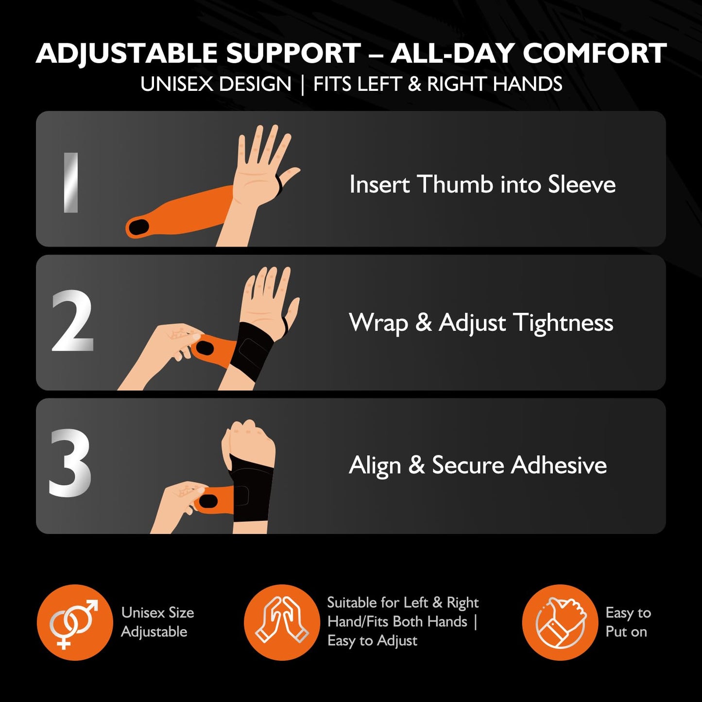 DR.SPRING Adjustable Wrist Brace & Wrist Protector for Carpal Tunnel, Arthritis & Tendonitis & Wrist Pain Relief, Breathable Moisture-Wicking Fabric with Durable hook-and-loop straps (1, Black, Large)