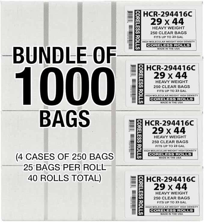 Aluf Plastics High Density Trash Bags, 26 Gallon, 16 Micron,