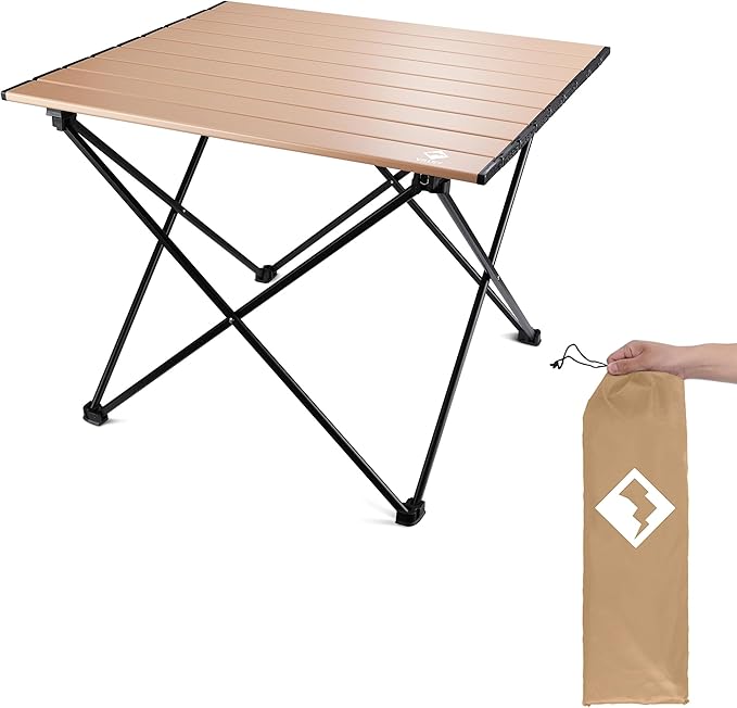 VILLEY Portable Camping Side Table, Ultralight Aluminum Folding Beach Table