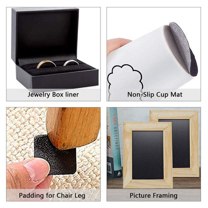 BENECREAT 40cmx2m Black Self Adhesive Sticky Backed Felt, Multipurpose Adhesive Fabric Sheet Roll for Drawer Box Liner, Cup Mat, Picture Framing, Chair Leg, 1mm Thick