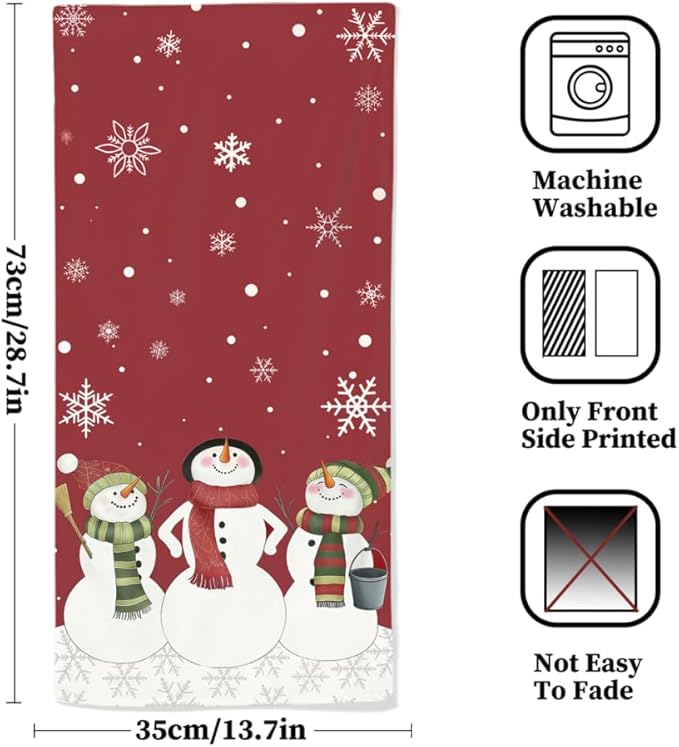 Snowman Hand Towels 28.7 x 13.7 Inch Christmas Bathroom Towels Winter Holiday
