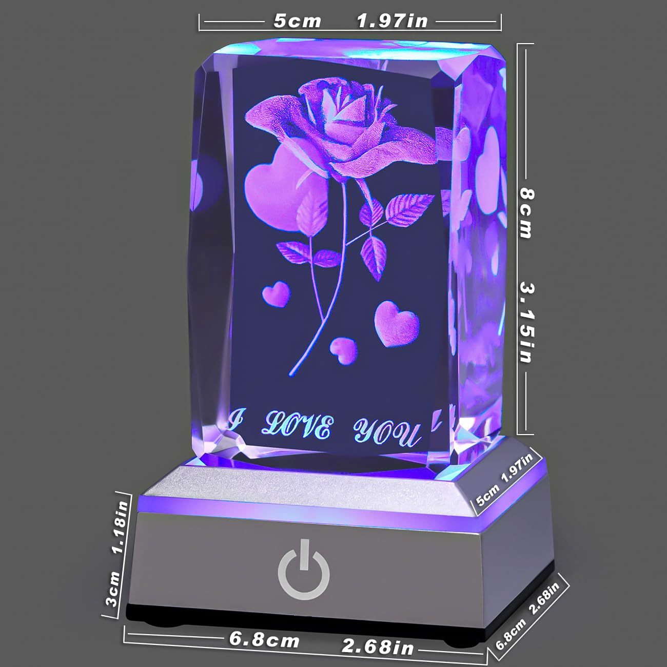 hochance 3D Rose Crystal Nightlight,Perfect Mothers Day Gifts for Wife Her Mom from Daughter Husband Son，Mother's Day Ideas Unique Anniversary Birthday Decolamp Presents