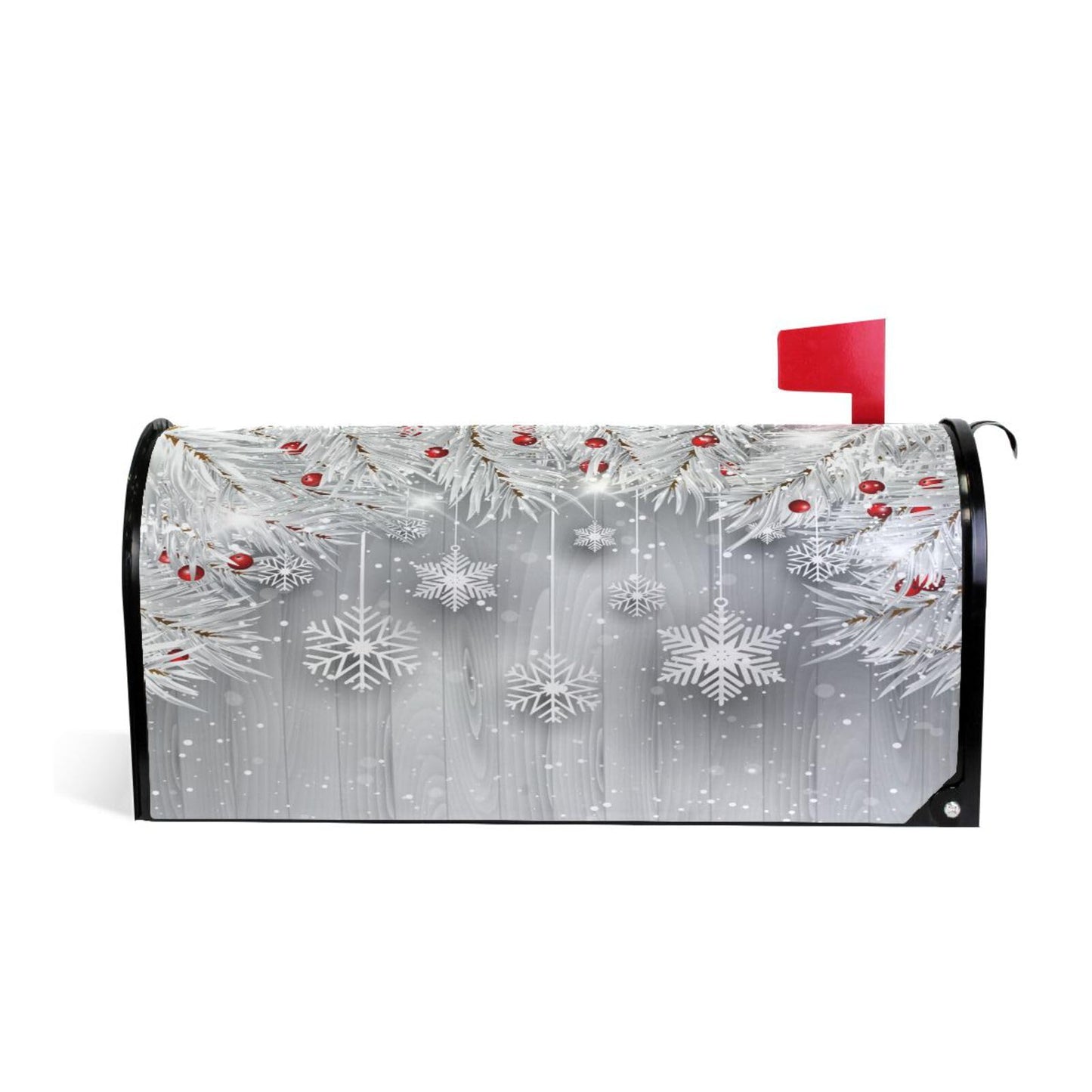 ALAZA Silver Christmas Tree Snowflake Magnetic Mailbox Cover MailWraps Garden Yard Home Decor for Outside Oversized-25.5" x20.8"
