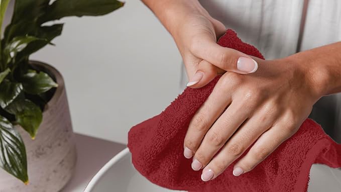 Avalon Towels Cotton Washcloths 24-Pack – 12 x 12 Inch Red Super Soft &