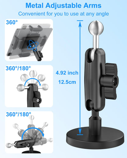 Kolasels Magnetic Tablet Holder with Adjustment Arm, Heavy Duty Metal Magnetic Tablet Mount for Cabinet/Fridges/Whiteboard/Gym Equipment/Metal Surface/Gym, Compatible with iPad, iPhone, 4-13" Devices