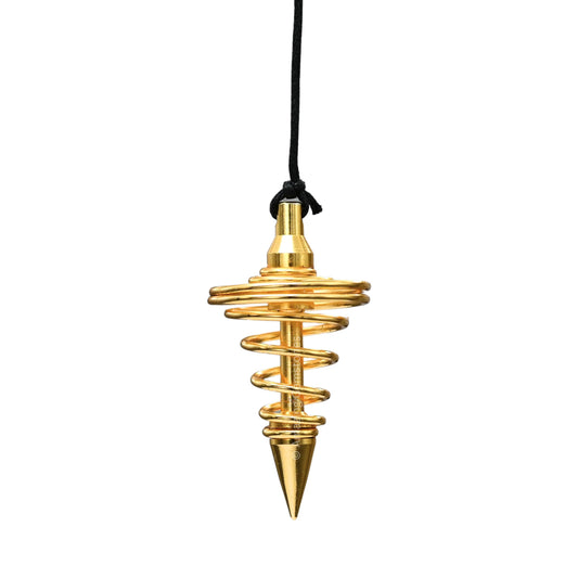 Amazing Gemstone Healing Metal Pendulums for Divination, Gold Spiral Point Steel Copper Pendulum High Energy Pendulo de Bronce Pendulos de Mesa MP62