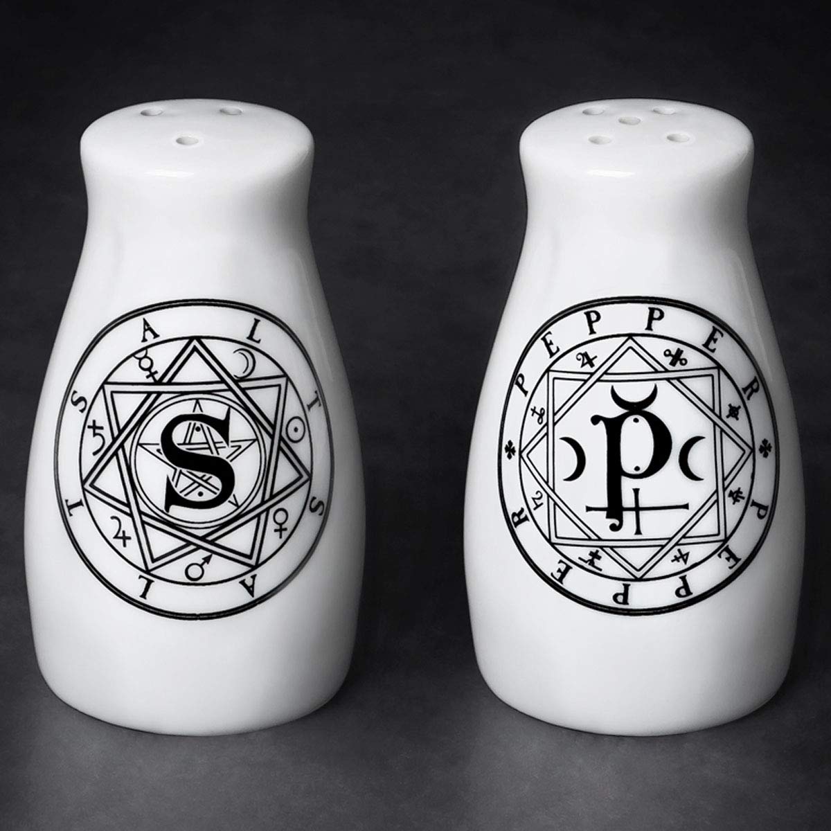 Alchemy Gothic MRSP1 S & P Salt & Pepper Shaker Set White