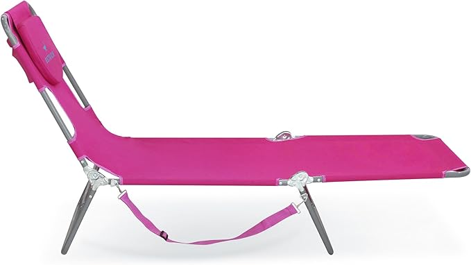 Ostrich Beach Lounge Chair, Folding & Reclining Outdoor Chaise Lounger, Pink - Portable Adjustable Recliner Chair for Lawn, Pool, Patio, Garden, and Yard