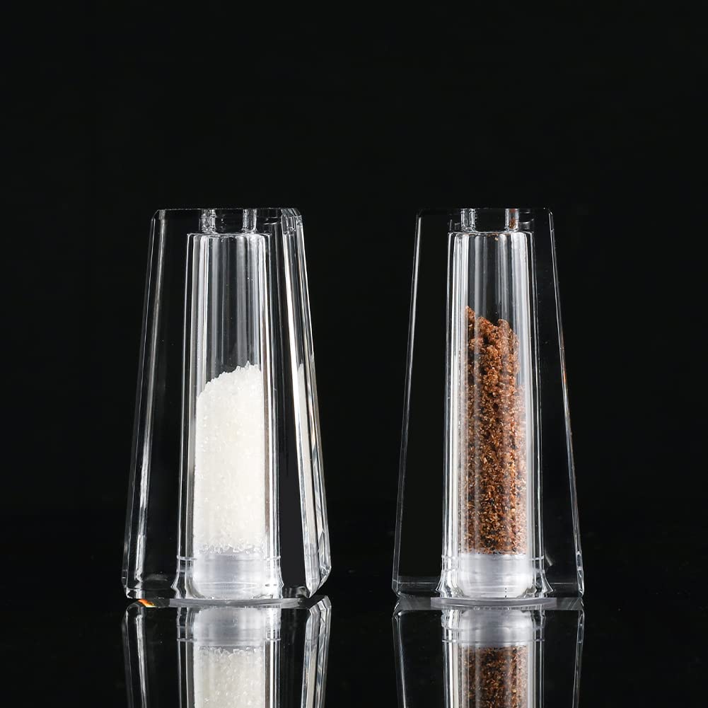 Maxistal Salt and Pepper Shaker Set Spice Dispenser Refillable Design Cut Crystal Seasoning Shaker Kitchen Decor for Cooking Table, RV, Dinner Party, Camping BBQ (Set Of 4)