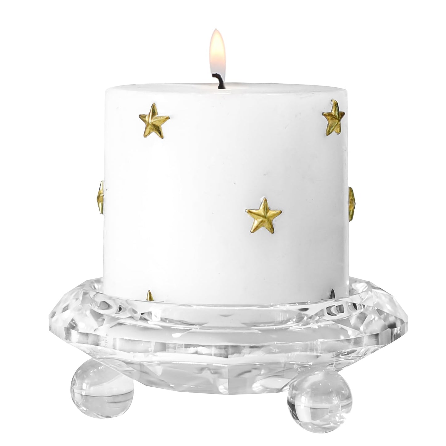 Kitcom Crystal Candle Holders Pillar Candle Holdersticks for Home Decor Hand-Cut 4.3'' X 1.5'' Clear, Tabletop Centerpieces for Party Wedding Banquet Decorations, Comes with Gift Box