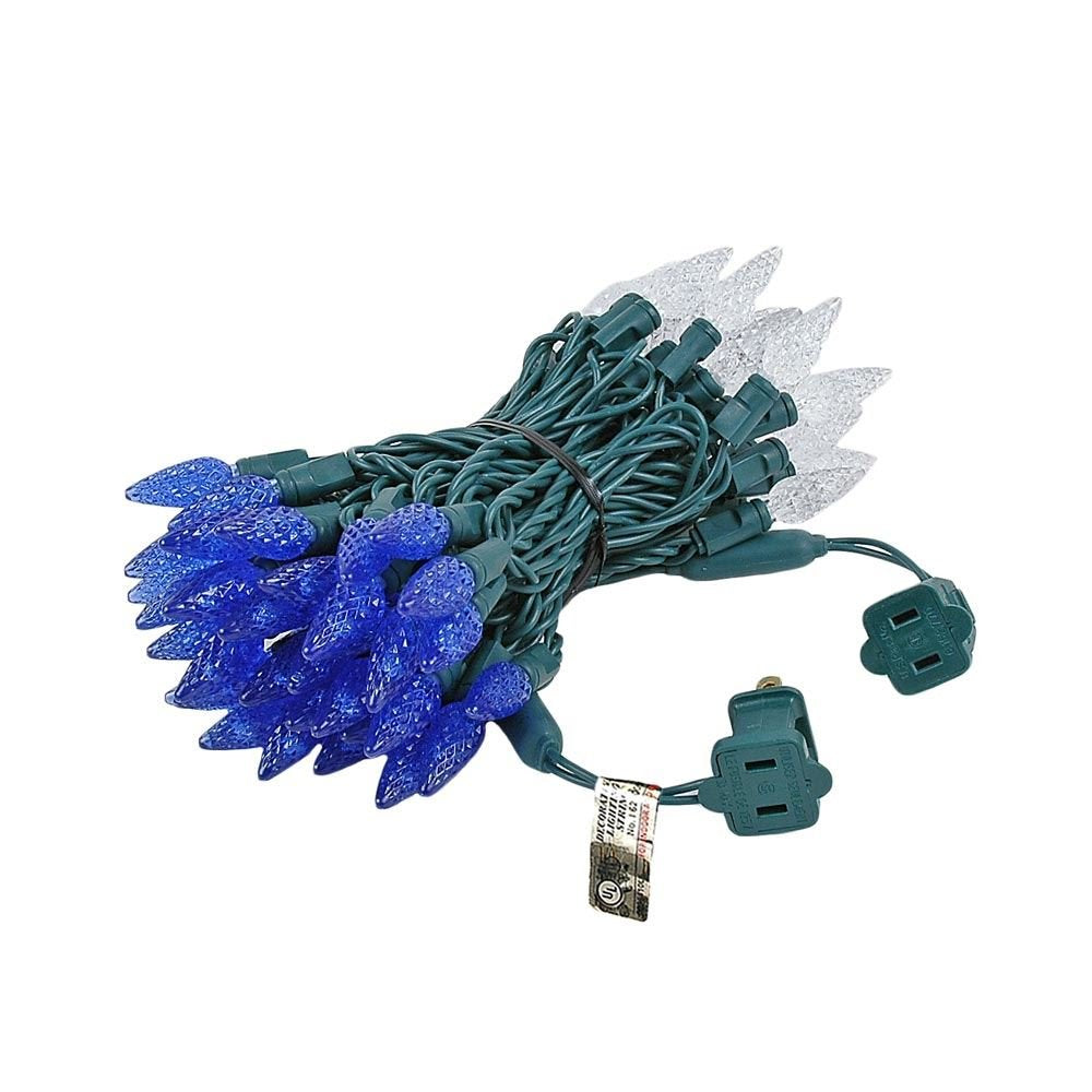 Novelty C6 70 LED Hanukkah & Christmas String Lights, 24FT Permanent comerc. Grade Lights (Blue/Pure White)
