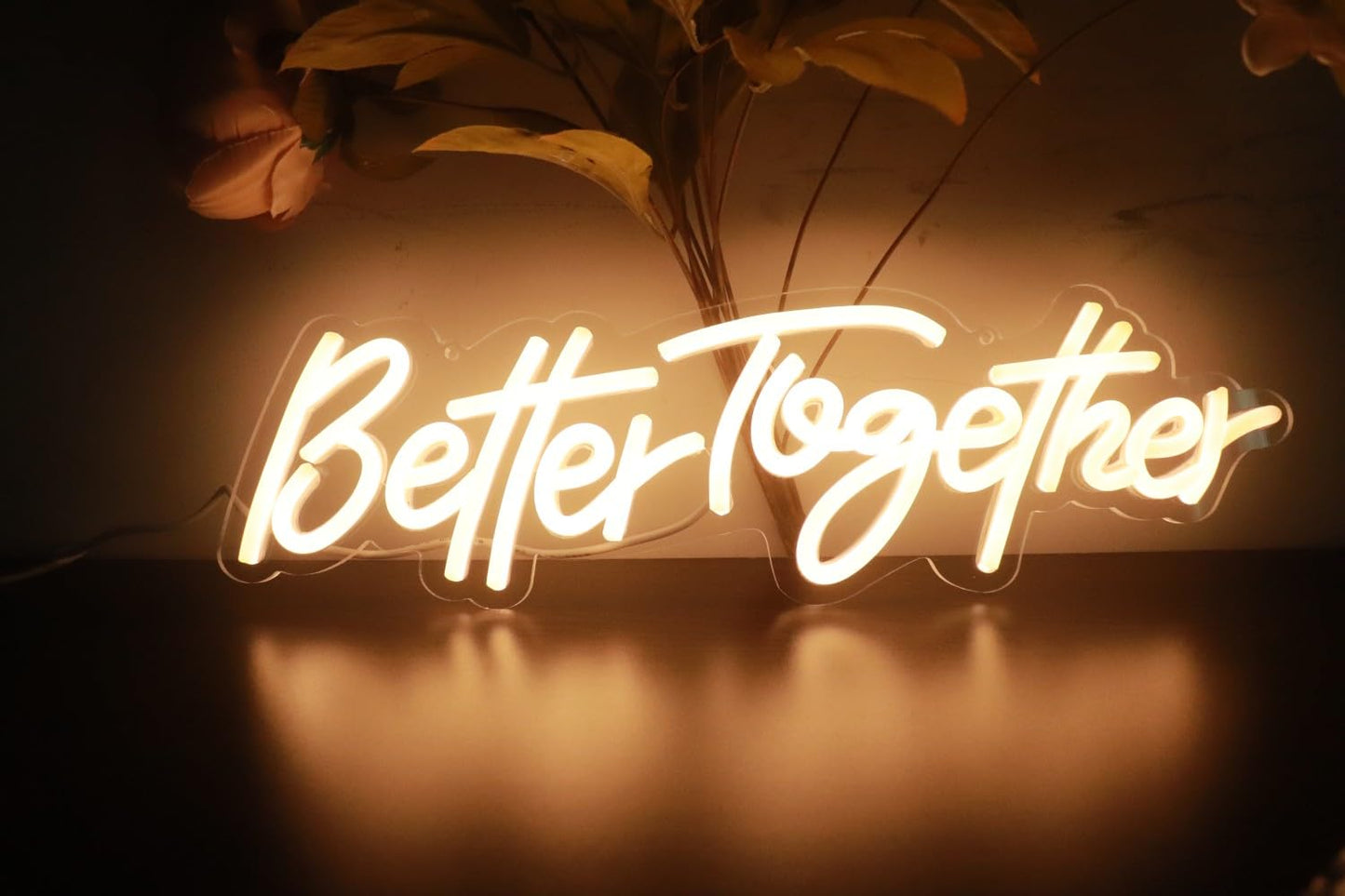 Ulalaza Better Together LED Neon Sign Night Light for Wall Party Décor Bedroom Room Bar Wedding Home Birthday Art Decoration Christmas with USB Chain Light modulator 5v