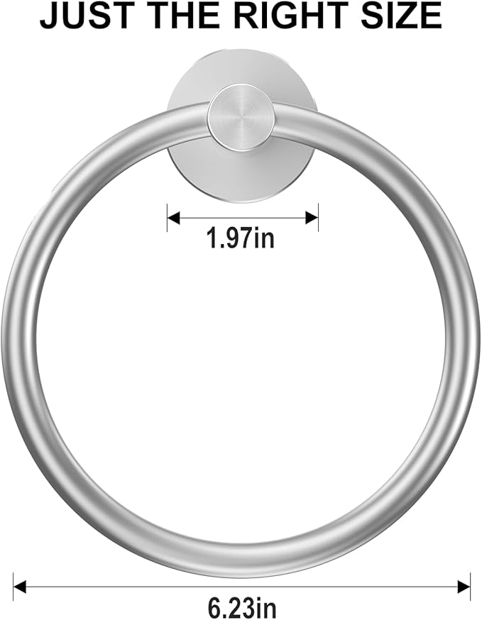 SetSail Towel Holder for Bathroom Wall Silver Towel Ring Stainless Steel Hand