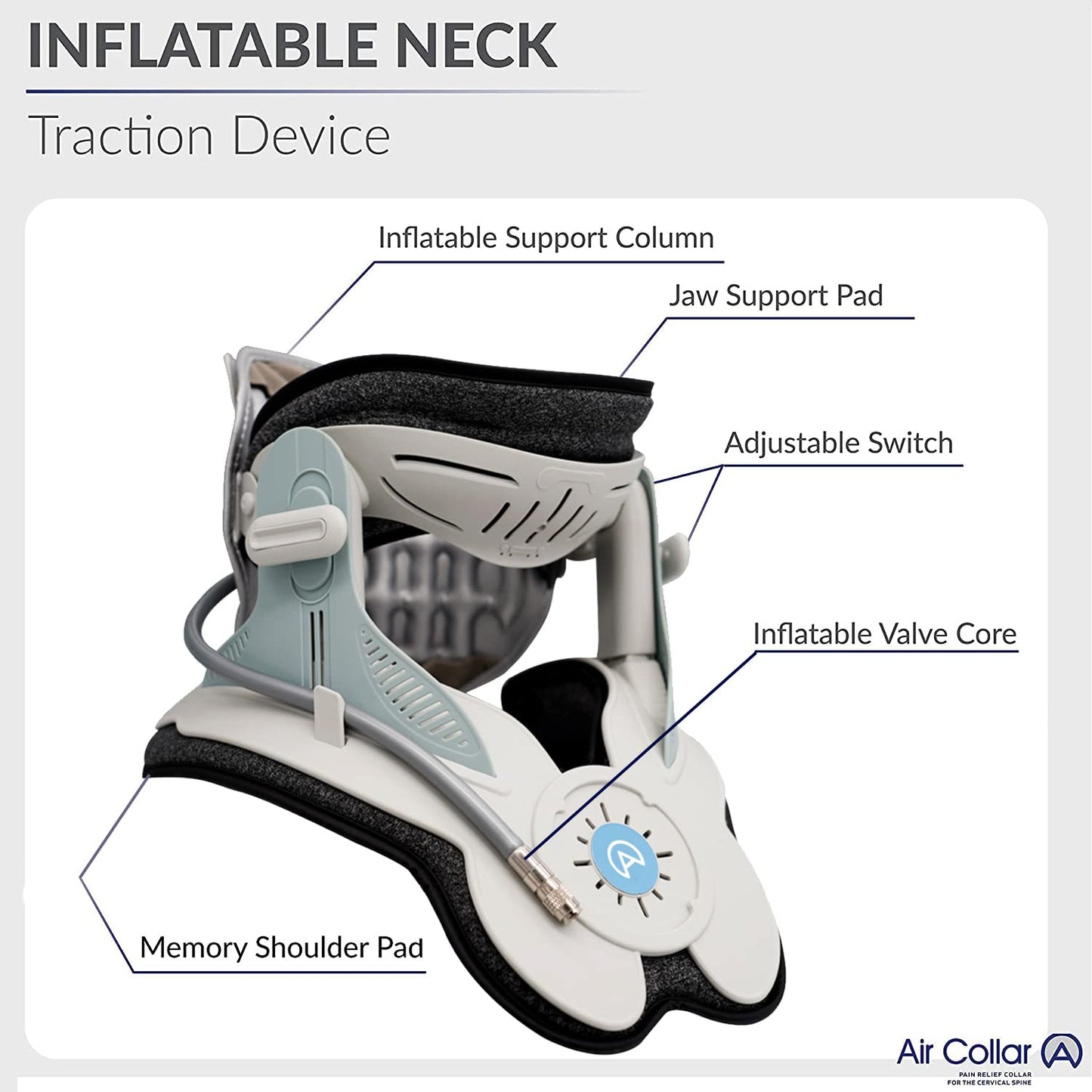 Neck Traction Device by Air Collar - Neck Stretcher - Cervical Traction Device - Neck & Shoulder Pain Relief - Stretcher Collar for Improved Spine Alignment - 2nd Generation (2nd Gen - Electric)