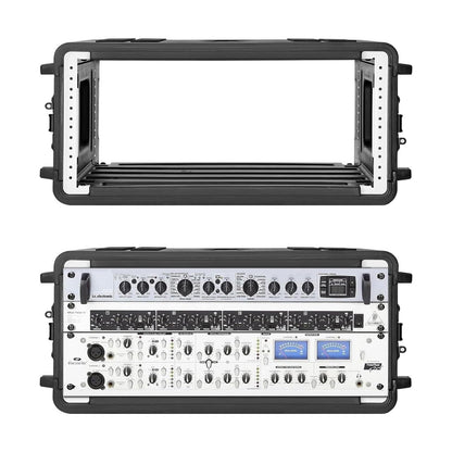 ECGOIOE 4U Rack Case Shallow 17" Depth, 19" Rackmount Flight Cases Easy Installation Portable Carry Watertight Dust Proof 2 Space Shockproof Mount Racks with Microphone Compartments Space Saving