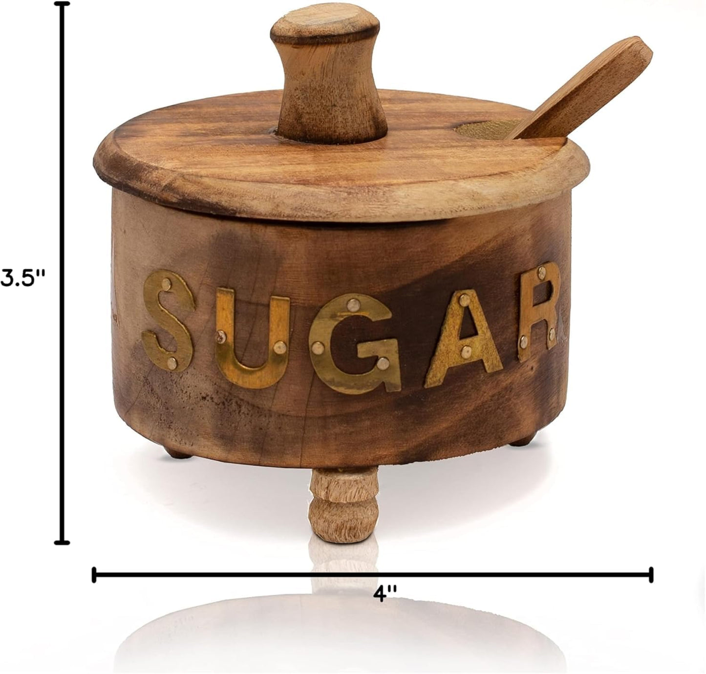 Decorative Rustic Wooden Sugar Bowl With Lid Wide Mouth Candy Treat Jar Spice Jar Holder Condiment Nuts Serving Bowl Pot Salt Spice Herb Loose Leaf Tea Storage Container Novelty Home & Kitchen