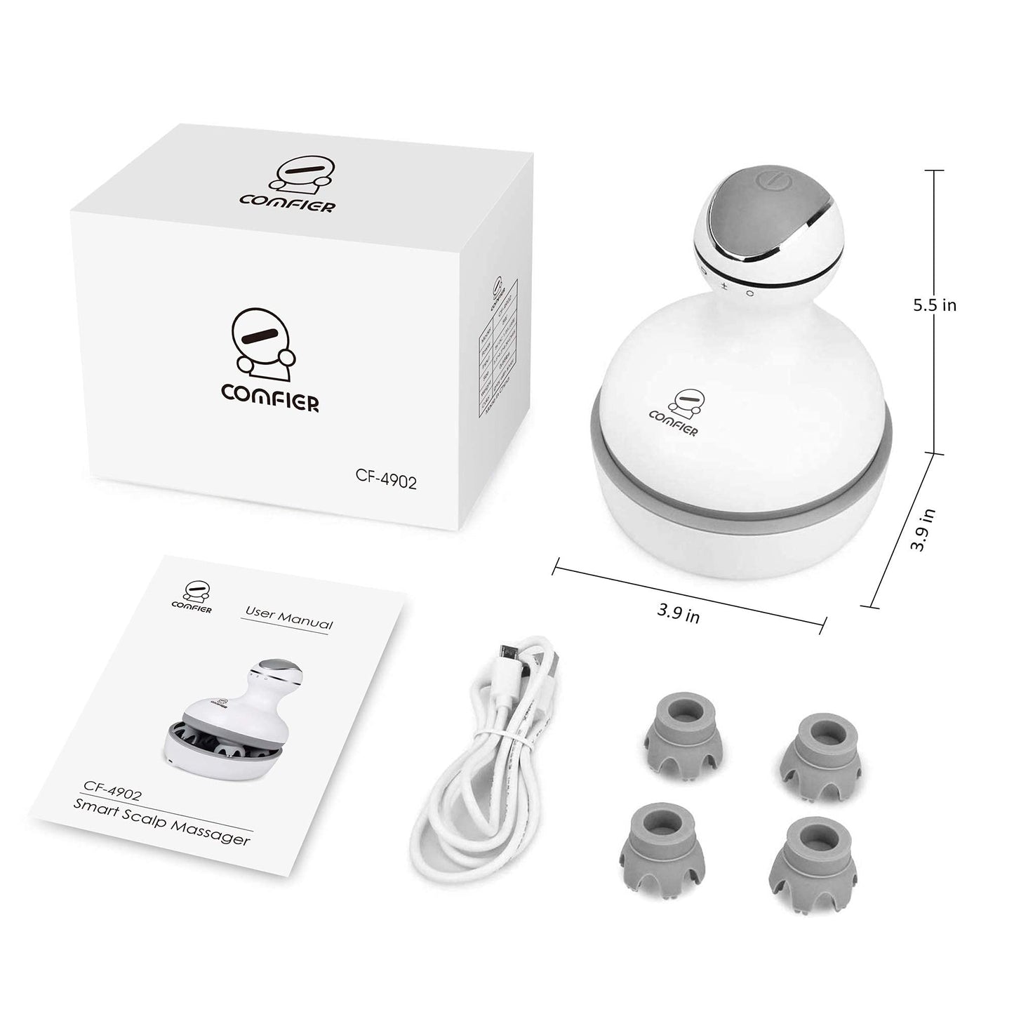 COMFIER Electric Scalp Massager with Mutlti-Modes Vibration, Portable Handheld Head Scratcher for Hair Growth,Waterproof Head Massager for Full Body,Dog Cat Massager for Deep Clean and Stress Relax