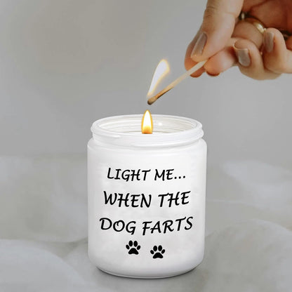 BFJLIFE Funny Gifts for Women Unique Dog Mom Dog Lovers Mothers Day Christmas Birthday Gifts for Sister Best Friend Her Girlfriend Wife Light Me When Farts Lavender Scented Soy Candles