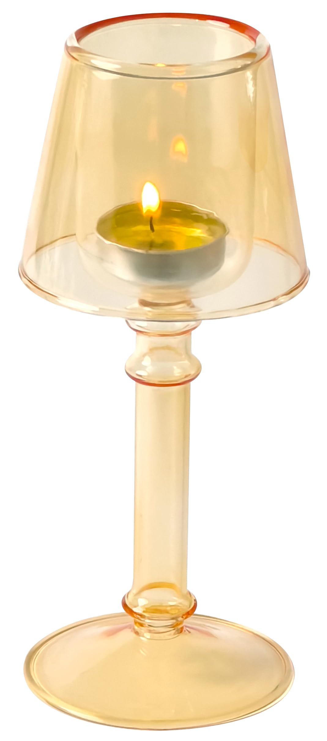 Gurfuy Amber Glass Hurricane Candleholder - Desk Lamp Shaped Glass Hurricane Candle Holder Crystal Decorative Candle Stand for Table Wedding Dinning Centerpieces Party Supplies Festival Decor