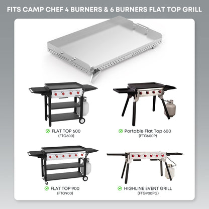 Stanbroil Stainless Steel Flat Top Griddle for Camp Chef 4 Burner Grills, FTG600, FTG900PG, Replacement for FTG600P, Cooking Dimensions: 28" x 17"