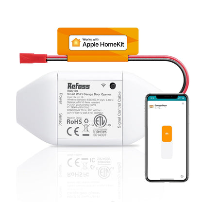 Smart Wi-Fi Garage Door Opener, Compatible with Apple HomeKit, Siri, Alexa & Google Assistant, Carplay, App Remote Control, Only Support 2.4GHz Networks